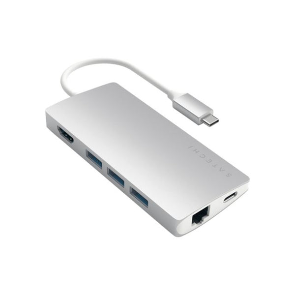 Satechi Type-C Multi-Port Adapter 4K With Ethernet V2, Silver - ONLINE ONLY